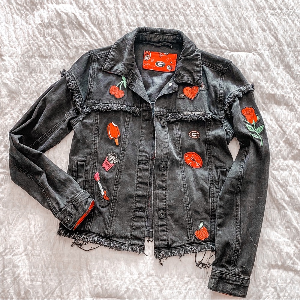 Vintage Denim Jacket with Patches, UGA Georgia ❣️